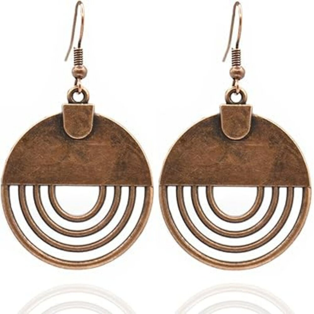 Boho Teardrop‎ Earrings Copper Bohemian Dangle Unique Shape Trendy Jewelry